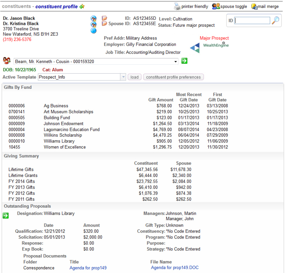screenshot of Agilon One Donor CRM